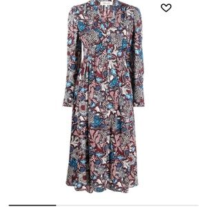 Diane Von Furstenberg Multicolor Floral Long Sleeve Dress